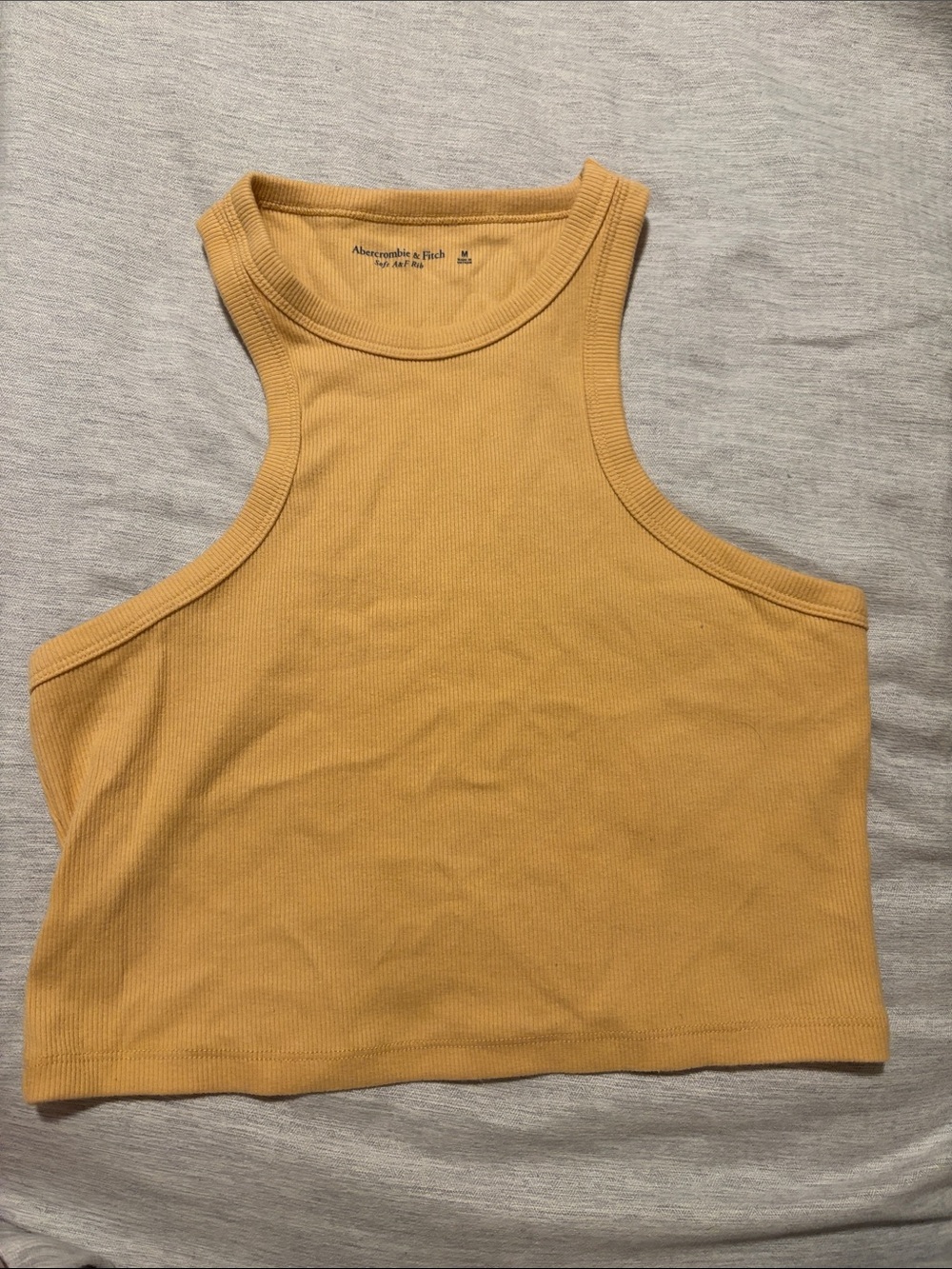 Abercrombie & Fitch Golden Yellow Ribbed Crop Tank